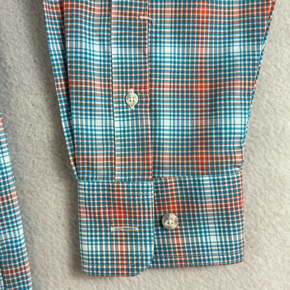Ariat Button Up Shirt Men's M Naragon LS Stretch Orange Blue Plaid Classic NWT - Picture 4 of 15
